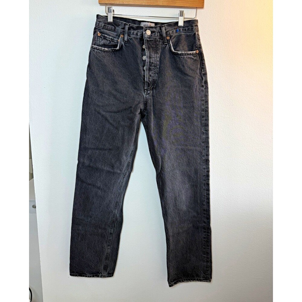 AGOLDE 90s Pinch Waist High Rise Straight Leg Charcoal Wash Jeans 27 Button fly
